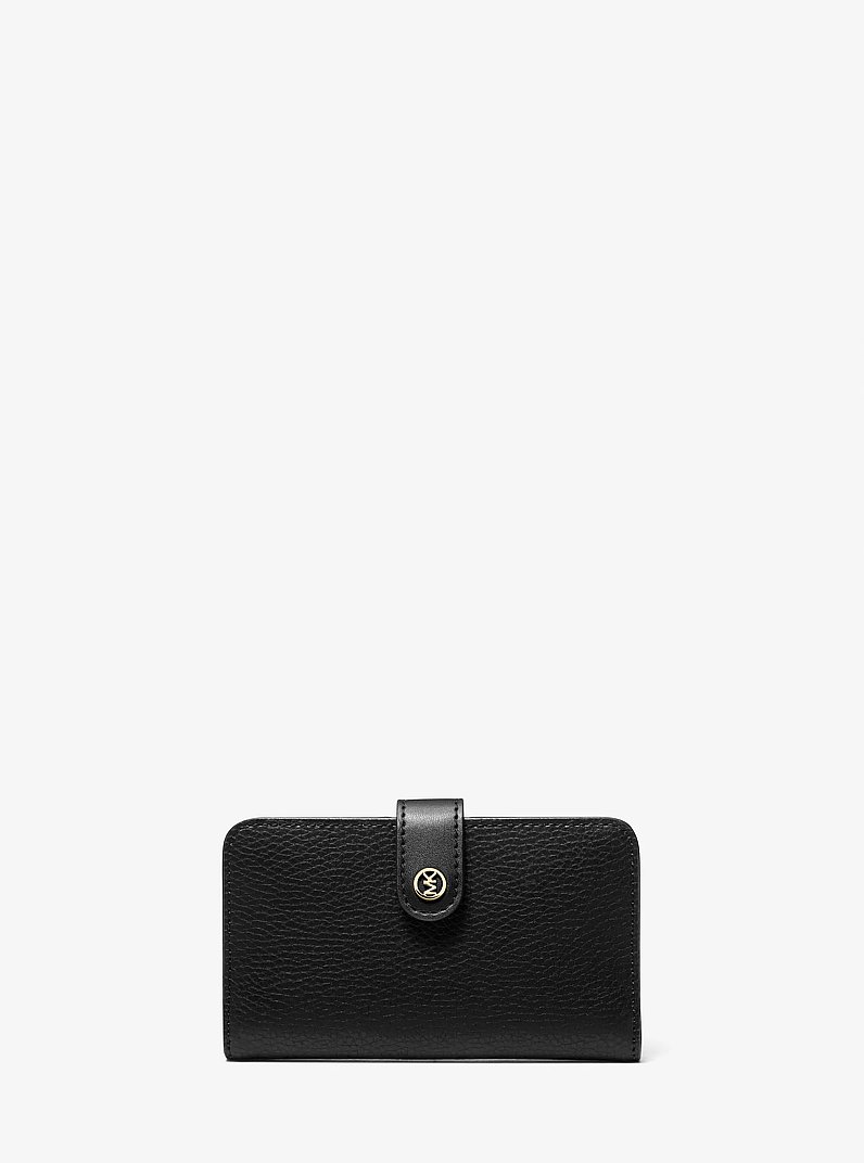 Jet Set Travel Medium Pebbled Leather Billfold Wallet in NOIR | Michael Kors