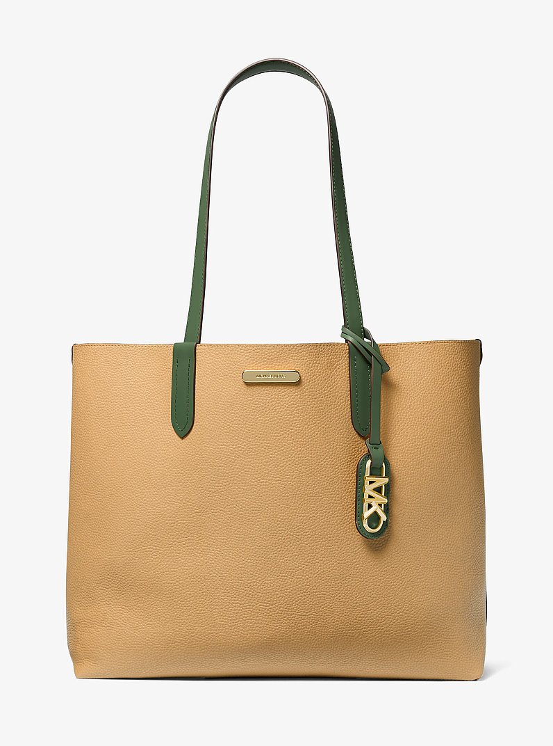 Eliza Extra-Large Pebbled Leather Reversible Tote Bag in AMAZON GREEN | Michael Kors