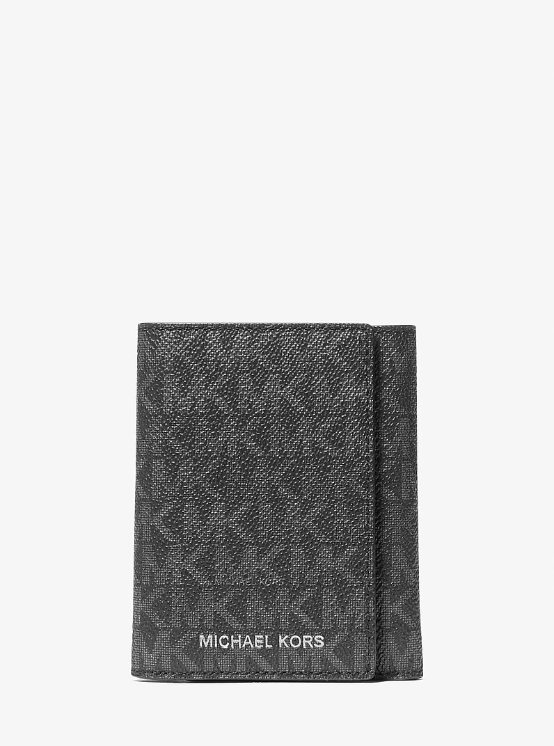 Cooper Signature Logo Tri-Fold Wallet in BLACK | Michael Kors