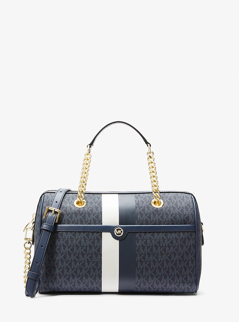 Blaire Medium Logo Stripe Satchel