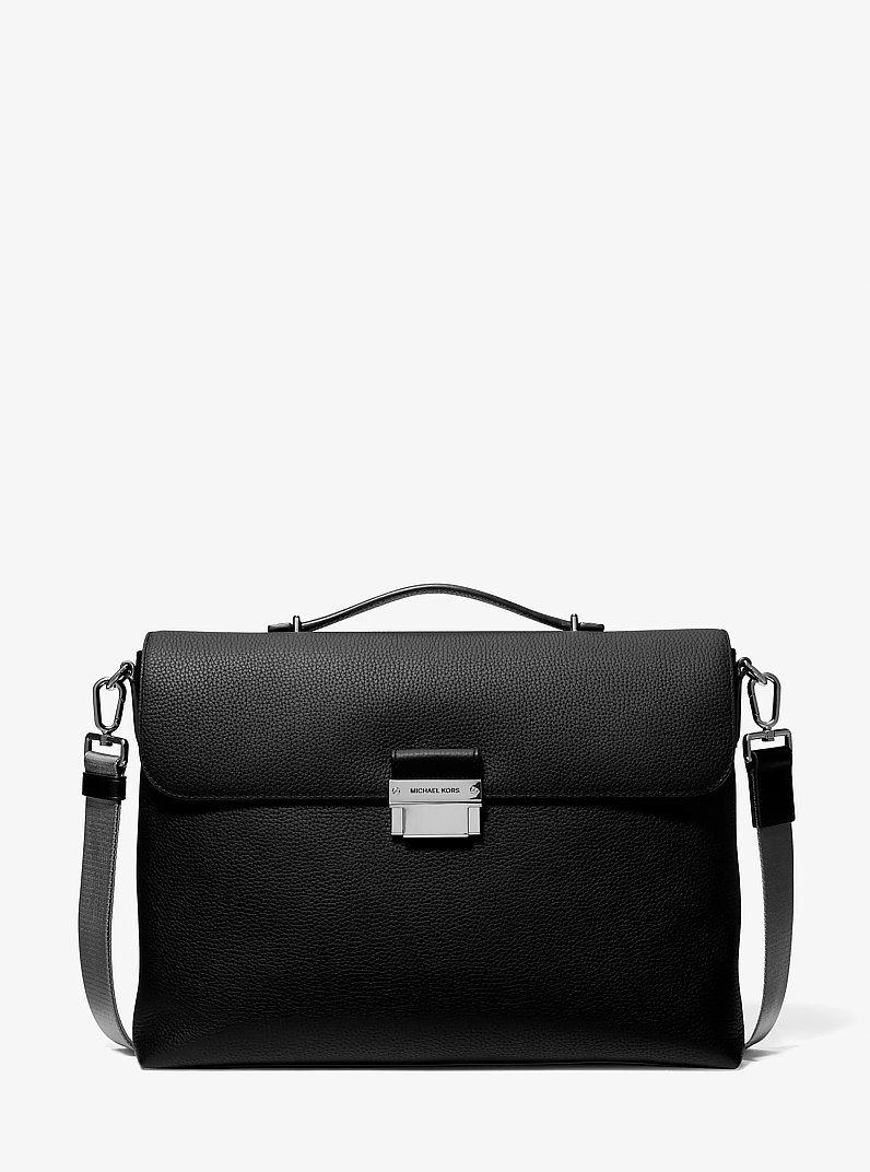 Borsa portadocumenti Hudson in pelle martellata in NERO | Michael Kors