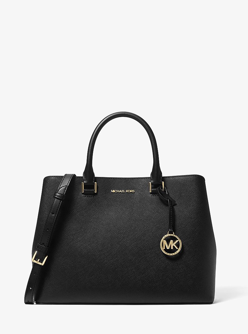 Bolso satchel Savannah grande de cuero saffiano in NEGRO | Michael Kors