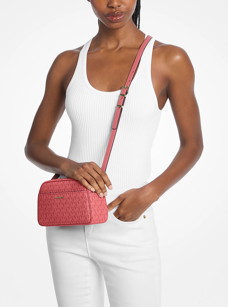 Jet Set Small Signature Logo Camera Crossbody Bag in LT BRY SBT | Michael Kors