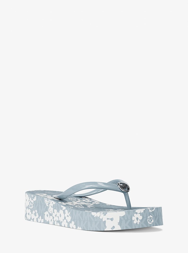 Bedford Printed Signature Logo Flip Flop in PALE OCEAN | Michael Kors