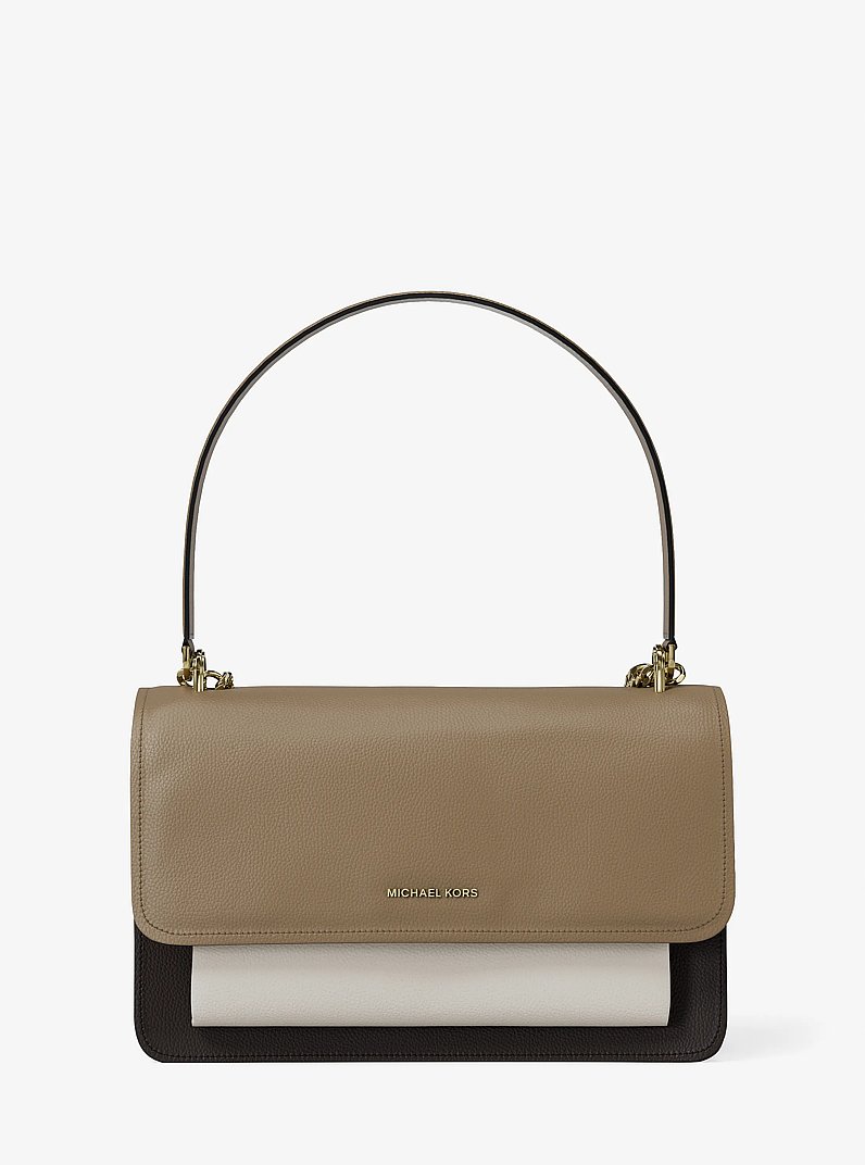 Grand sac port&eacute; &eacute;paule Claire &agrave; couleurs contrast&eacute;es en cuir in HUSK MULTI | Michael Kors