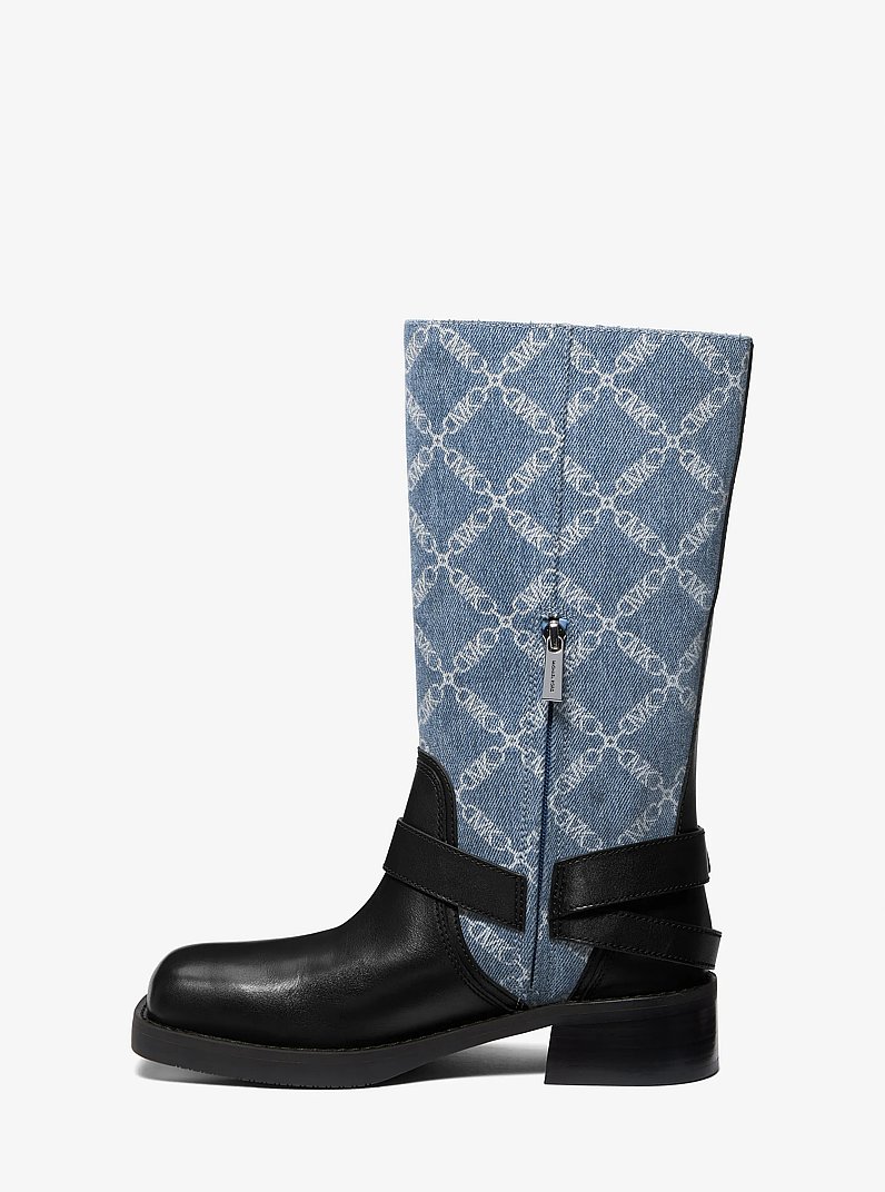 Bikerstiefel Crosby aus Denim mit Empire Diamond-Jacquardmuster