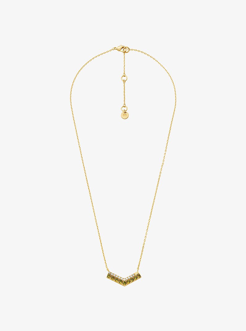 Collar con dise&ntilde;o chevron de dos tonos con incrustaciones in DORADO/PERIDOTO | Michael Kors