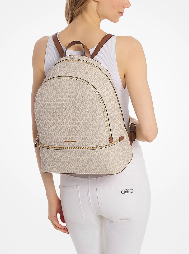 Rhea Large Signature Logo Backpack in VANILLA | Michael Kors