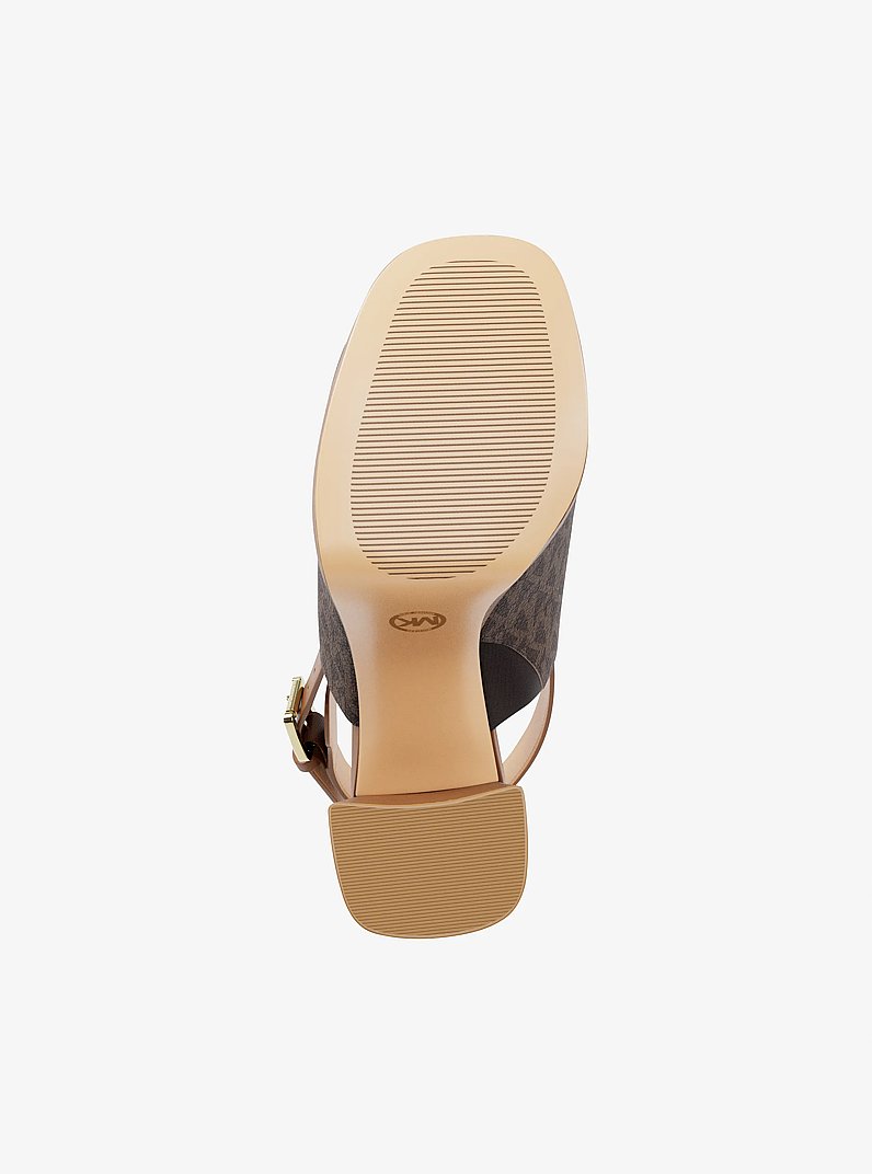 Kehlani Signature Logo Platform Sandal in BROWN | Michael Kors