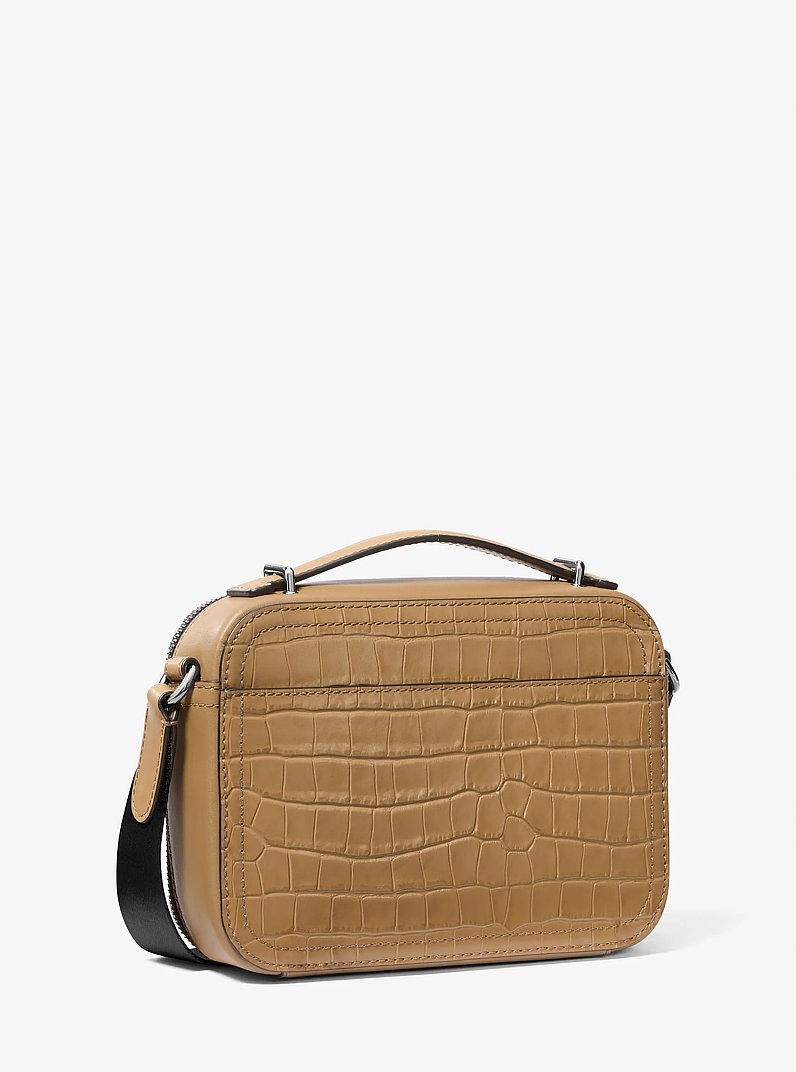 Hudson Crocodile Embossed Leather Crossbody Bag in HUSK | Michael Kors