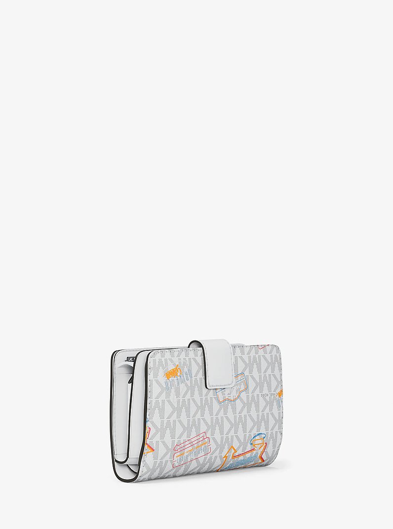 Jet Set Printed Signature Logo Bi-Fold Wallet in OPTIC WHITE