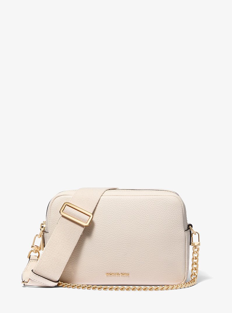 Bryant Medium Pebbled Leather Camera Crossbody Bag in LT CREAM | Michael Kors
