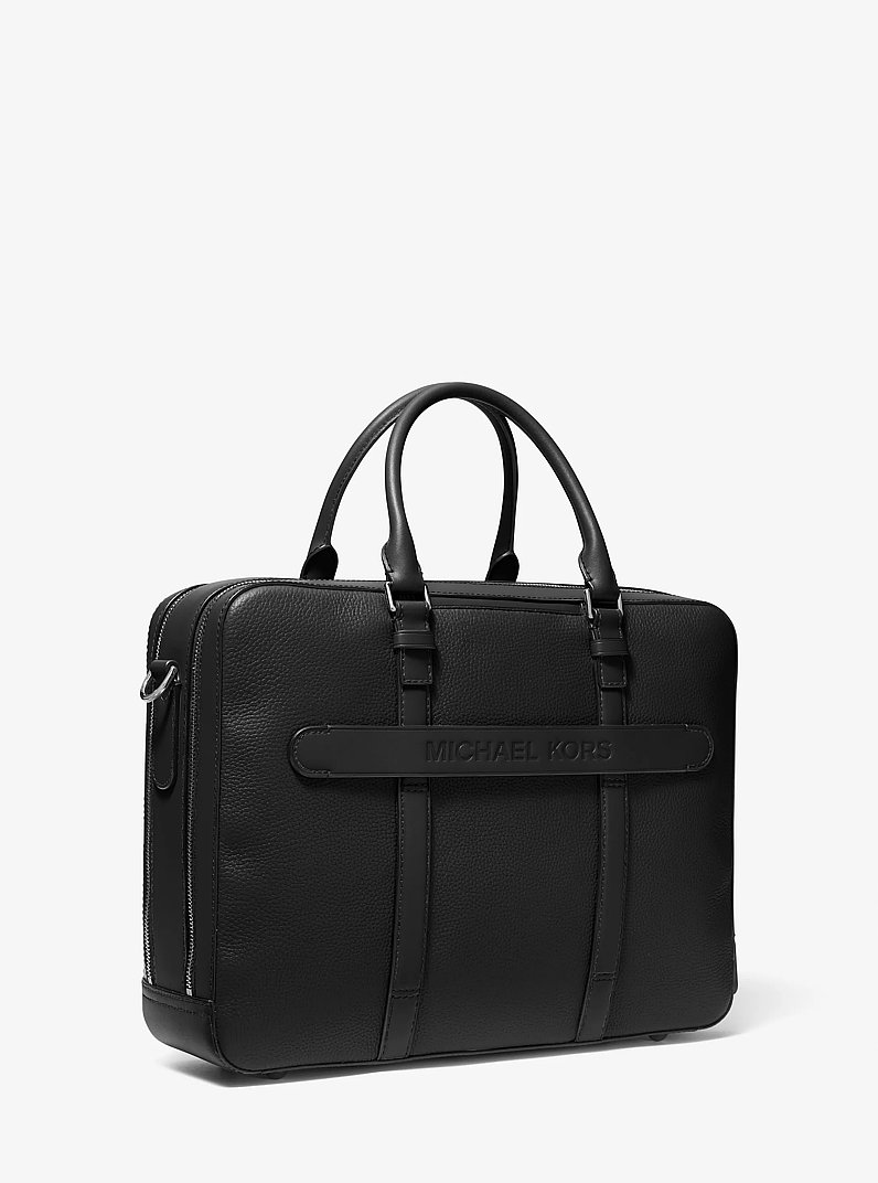 Hudson Logo and Leather Double-Gusset Briefcase