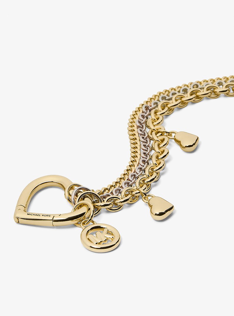 Two-Tone Triple Chain Hearts Bag Charm in MULTI | Michael Kors