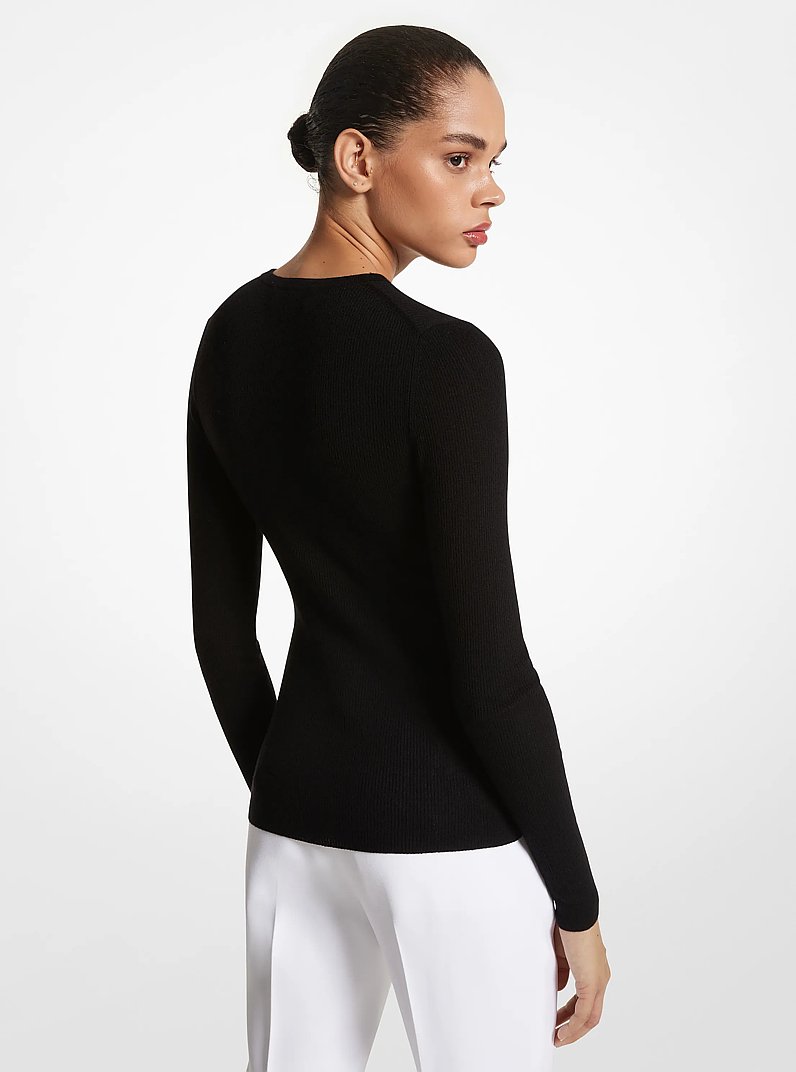 Super Cashmere Long-Sleeve Shirt in BLACK | Michael Kors