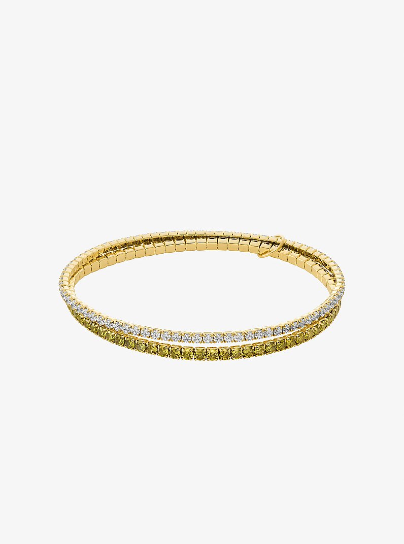 Precious Metal-Plated Brass Double Wrap Stretch Tennis Bracelet in GOLD/PERIDOT | Michael Kors