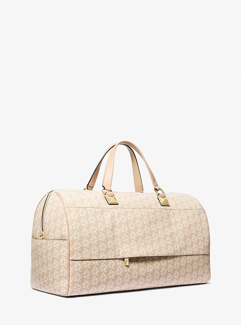 Grayson Extra-Large Empire Signature Logo Stripe Weekender Bag in VANILLA | Michael Kors
