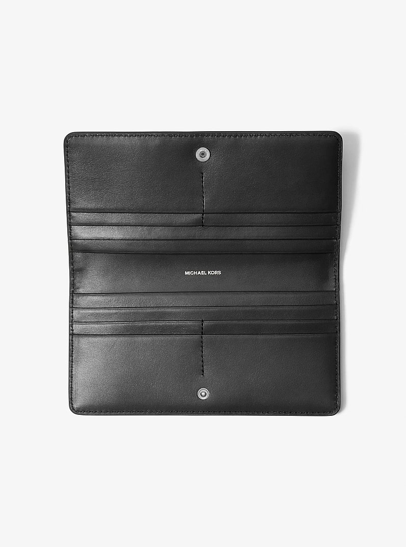 Bryant Large Pebbled Leather Snap-Front Wallet in BLACK | Michael Kors