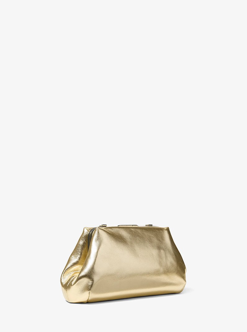 Goldie Small Metallic Leather Convertible Clutch in PALE GOLD | Michael Kors