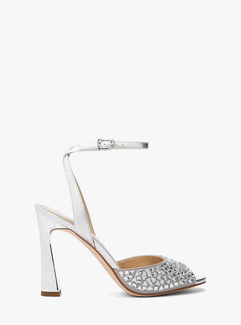 Rosie Embellished Metallic Sandal in SILVER | Michael Kors
