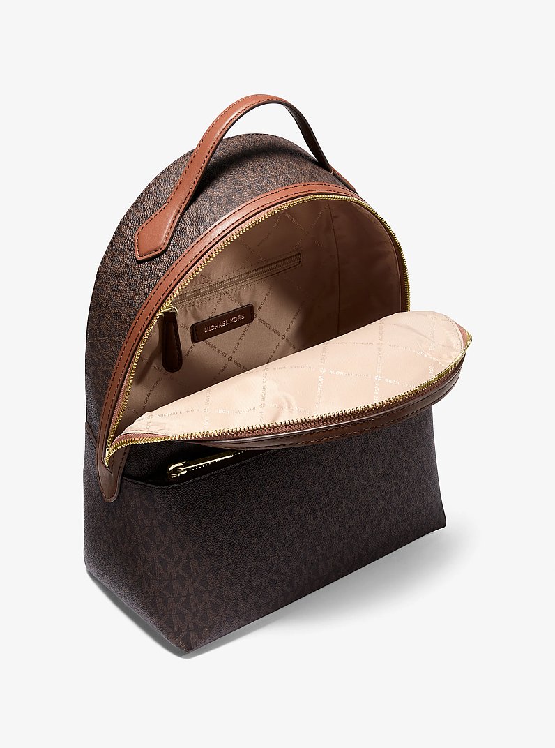 Sheila Medium Logo Backpack in BROWN | Michael Kors