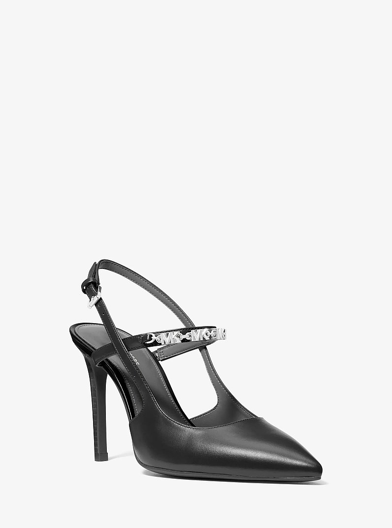 D&eacute;collet&eacute; slingback Dina Flex in pelle in NERO | Michael Kors