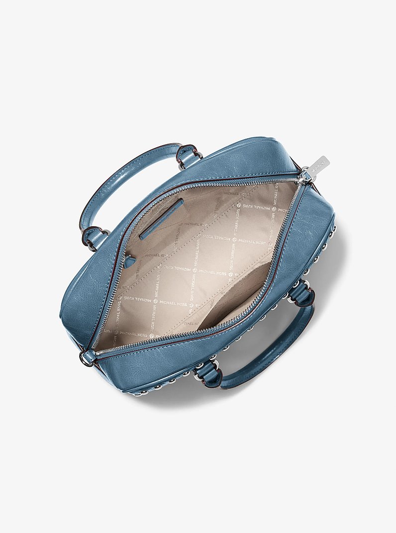 Thompson Medium Distressed Studded Satchel in CORNFLOWER | Michael Kors