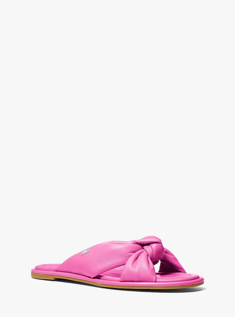 Elena Leather Slide Sandal in CERISE | Michael Kors
