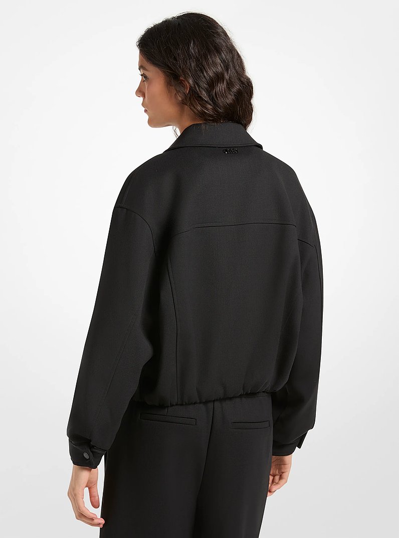 Chaqueta bomber el&aacute;stica de sarga de mezcla de lana in NEGRO | Michael Kors