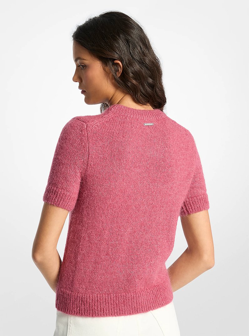 Jersey de mezcla de nailon y alpaca de manga corta in PALORROSA | Michael Kors