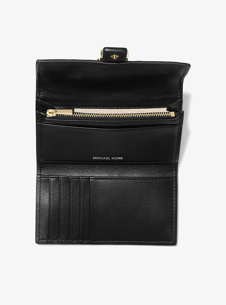 Nolita Medium Cheetah Print Calf Hair Tri-Fold Wallet in HUSK MULTI | Michael Kors