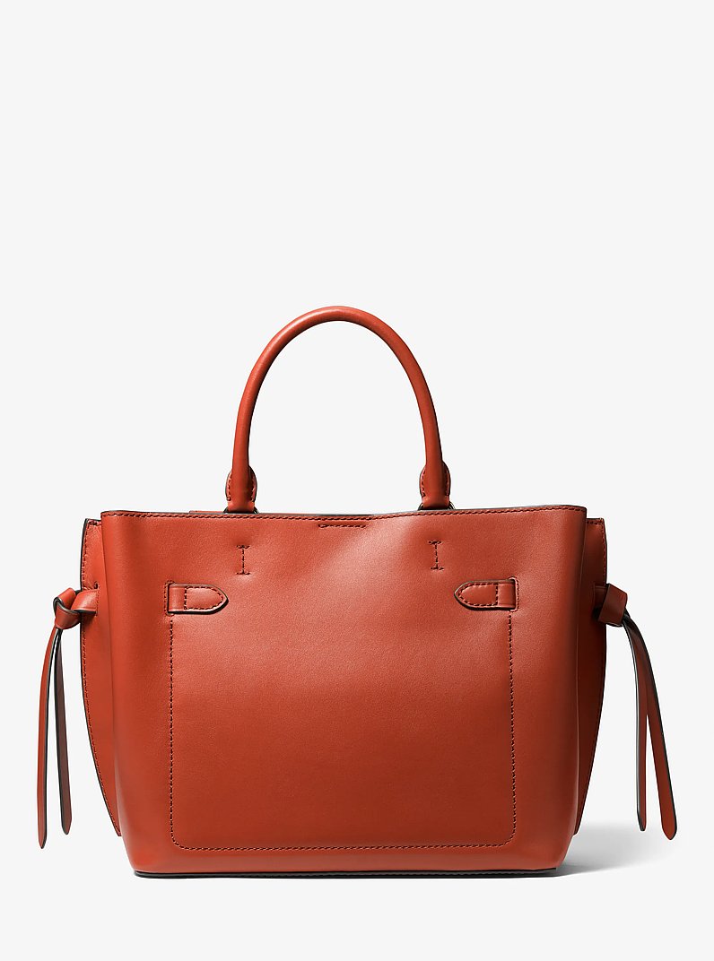 Hamilton Legacy Large Leather Belted Satchel in DEEP ORANGE | Michael Kors