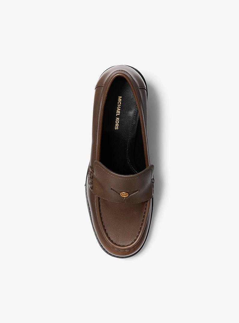 Jennings Burnished Leather Loafer Pump in LUGGAGE | Michael Kors