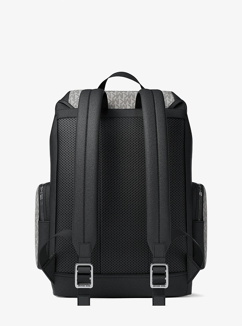 Cooper Medium Signature Logo City Backpack in PG/BLK MUL | Michael Kors