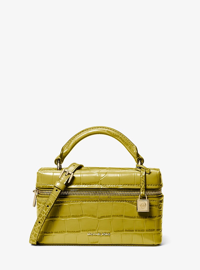 Tr&egrave;s petit sac &agrave; bandouli&egrave;re convertible Jana en cuir effet crocodile en relief in POMME | Michael Kors