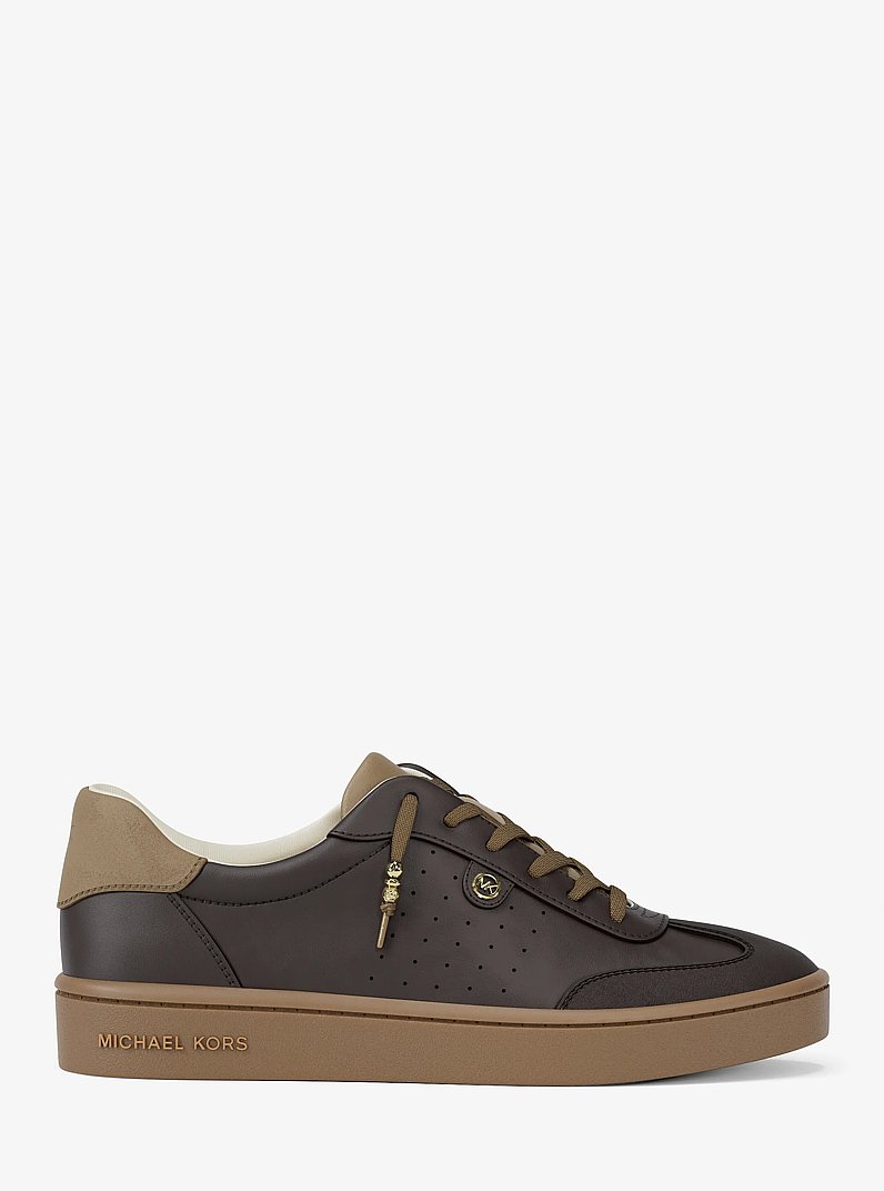 Scotty Embellished Leather Sneaker in CHOCOLATE | Michael Kors