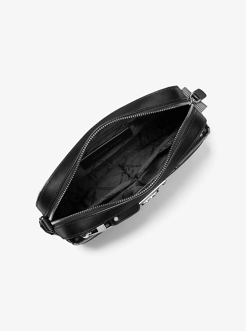 Borsa Utility a tracolla Hudson con logo Empire jacquard in NERO | Michael Kors