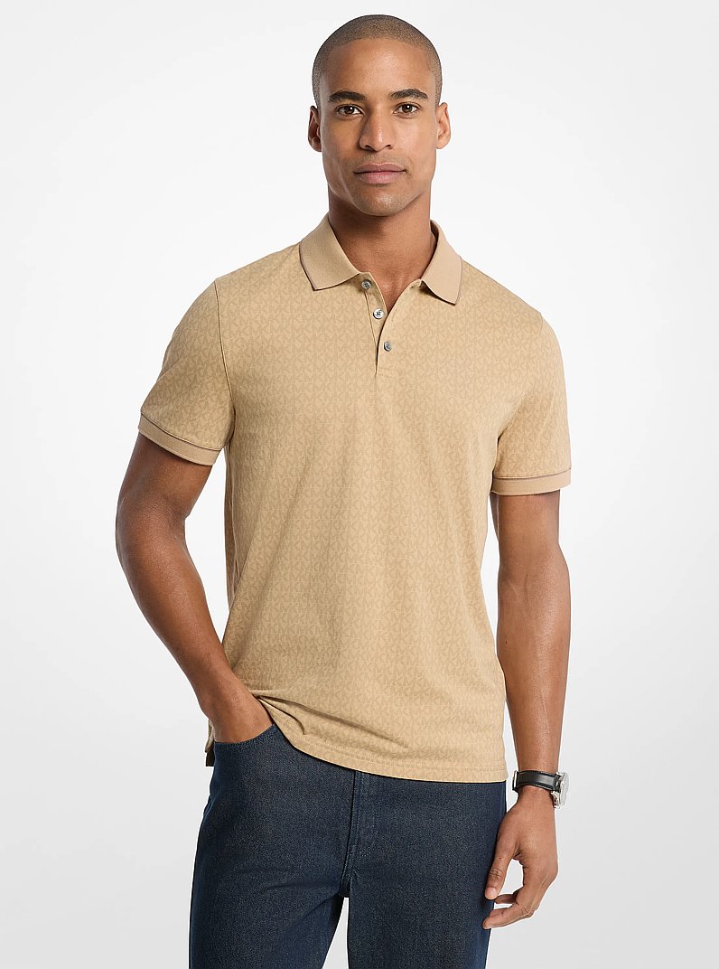 Polo in jersey di cotone con stampa logo in CACHI | Michael Kors