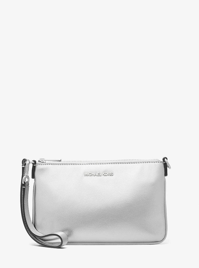 Jet Set Small Metallic Wristlet in SILVER | Michael Kors