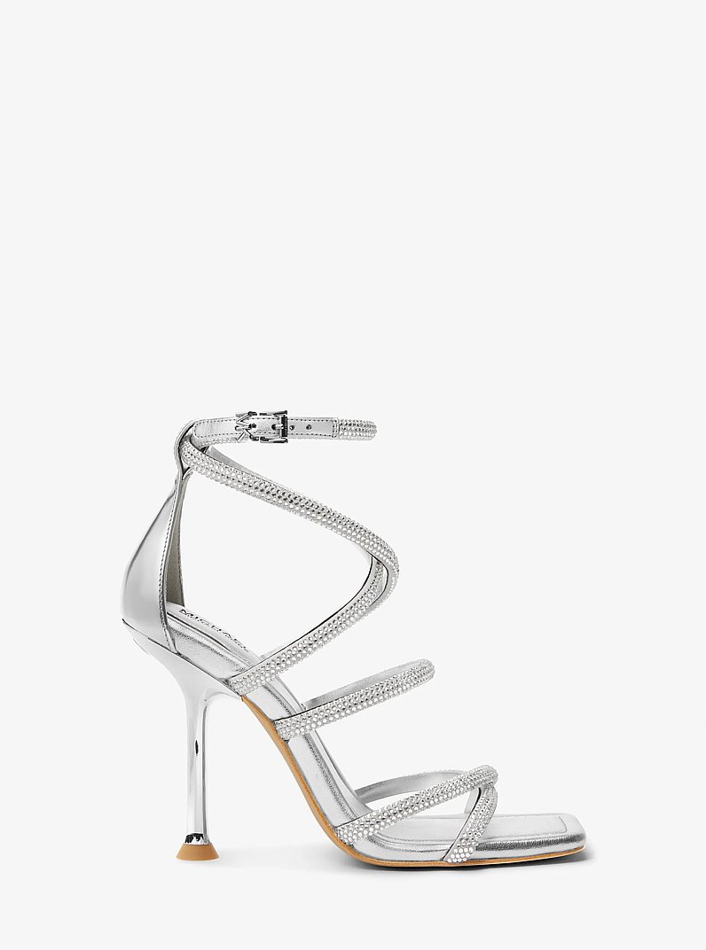 Sandale Imani en faux su&egrave;de m&eacute;tallis&eacute; &agrave; ornements in ARGENT | Michael Kors