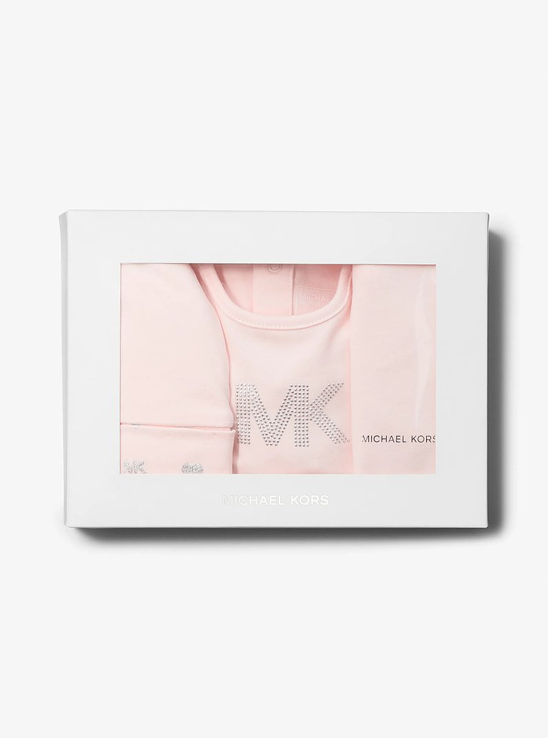 3-Piece Embellished Cotton Onesie Baby Gift Set in PALE PINK | Michael Kors