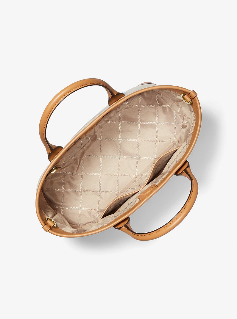 Luisa Medium Cotton Canvas Satchel in PALE PEANUT | Michael Kors