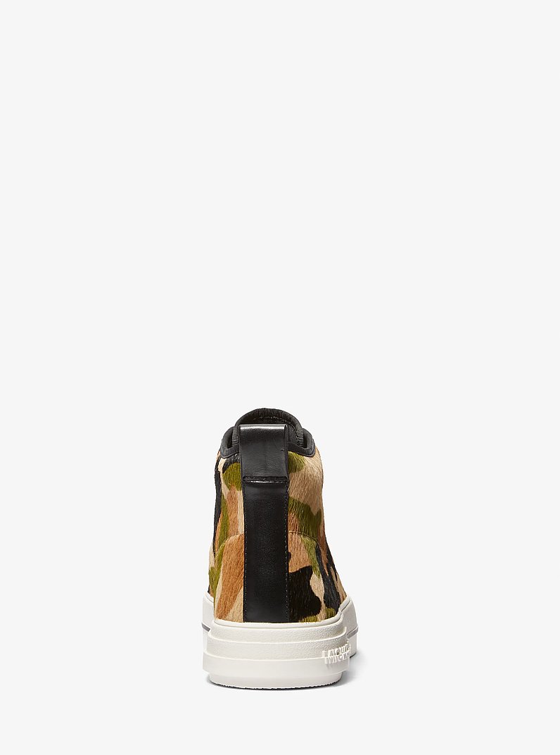 Espadrille &agrave; tige haute Evy en poils de veau &agrave; imprim&eacute; camouflage in Olive fum&eacute;e multi | Michael Kors