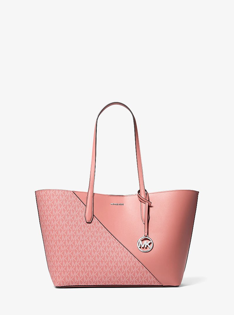 Avalon Medium Signature Logo and Smooth Tote Bag in SUNSET ROSE | Michael Kors