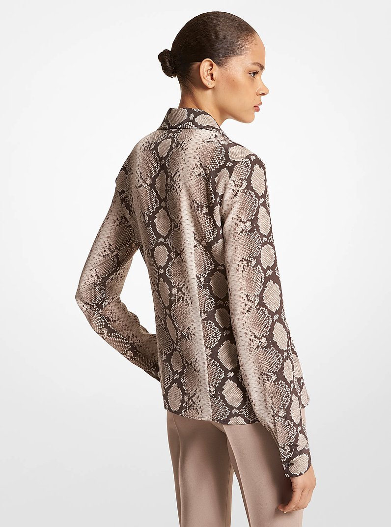 Hansen Python Organic Silk Crepe De Chine Shirt in TAUPE MULTI | Michael Kors