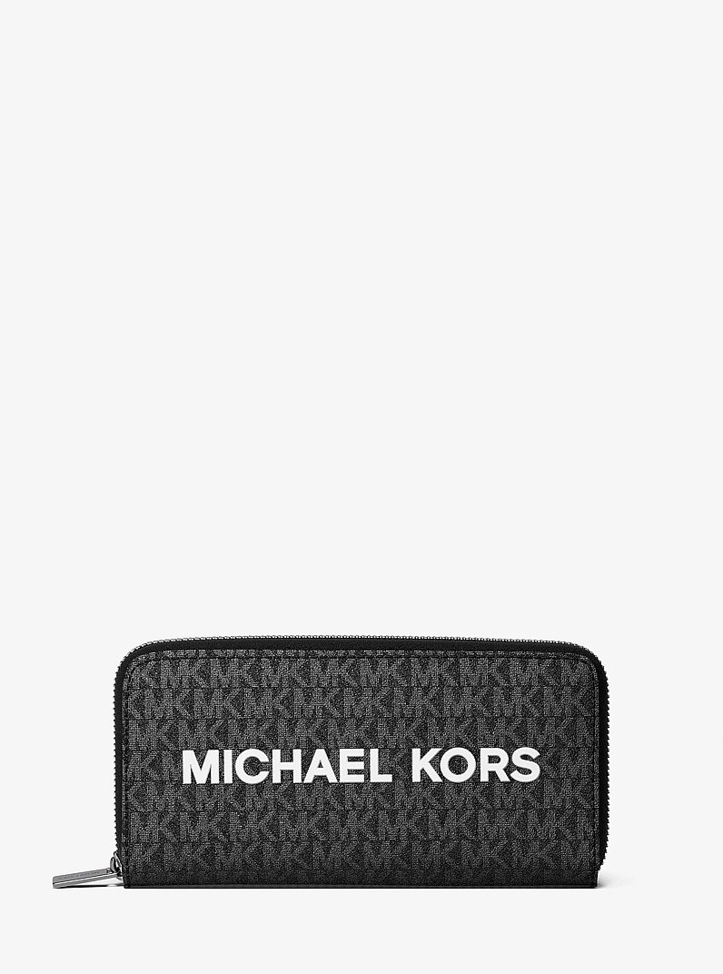 Cooper Signature Logo Zip-Around Wallet in BLACK | Michael Kors
