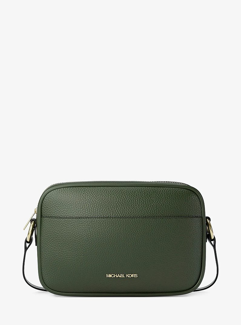 Jet Set Large Pebbled Leather Camera Crossbody Bag in MOSS | Michael Kors