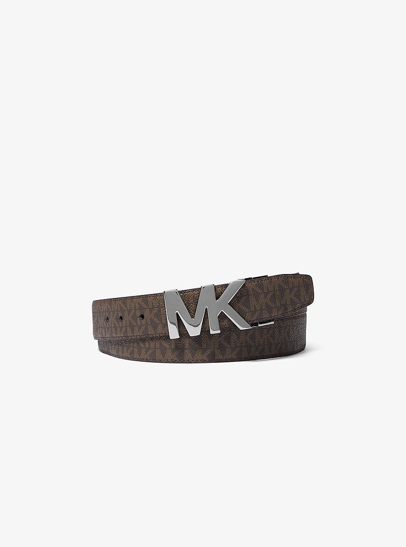 Reversible Signature Logo and Leather Belt in BLACK | Michael Kors