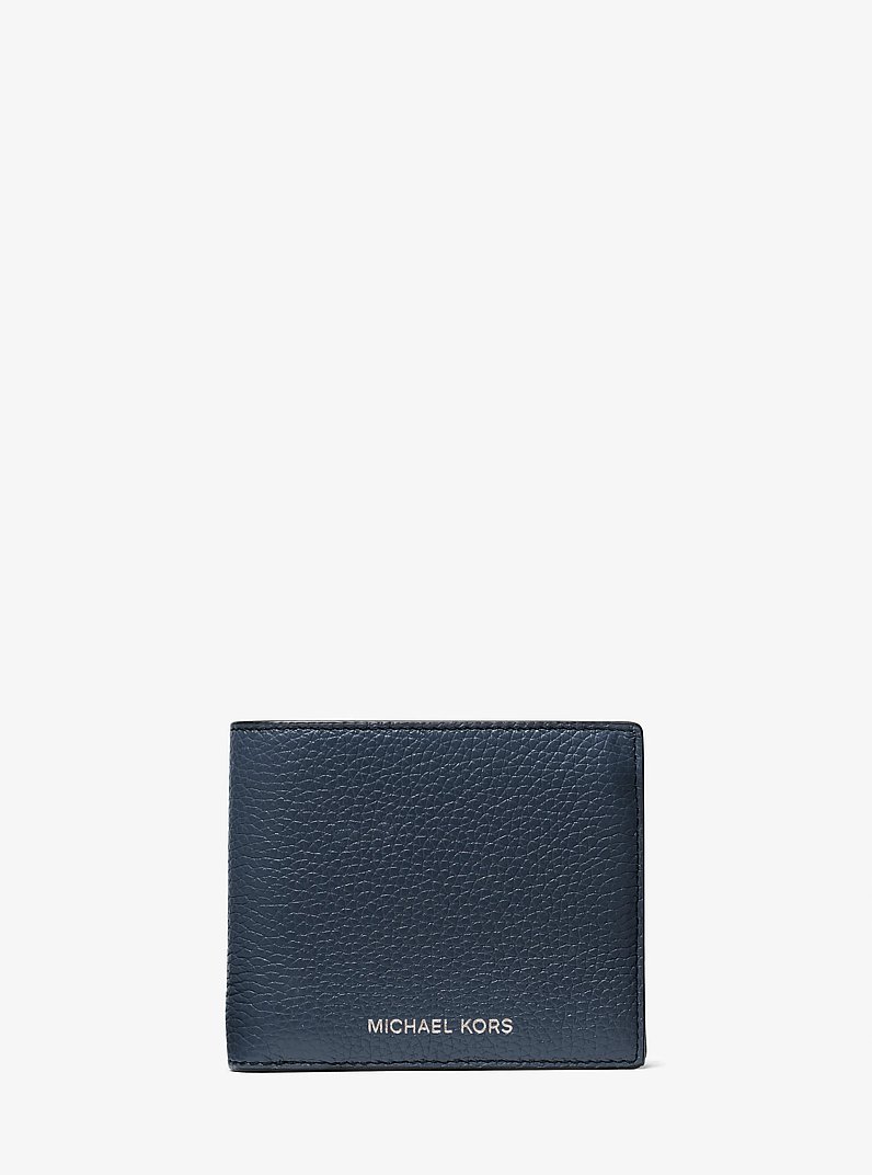 Cooper Pebbled Leather Billfold Wallet With Coin Pouch in BLEU MARINE | Michael Kors