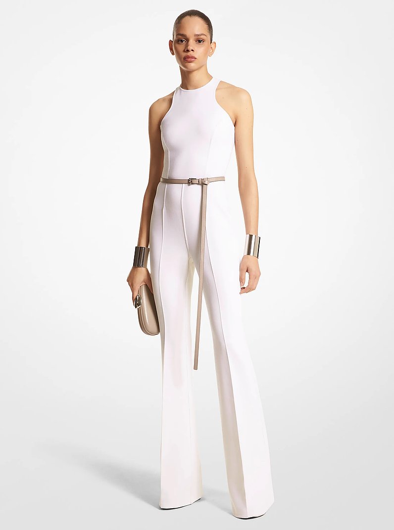 Double Face Stretch Wool Jumpsuit in IVORY | Michael Kors